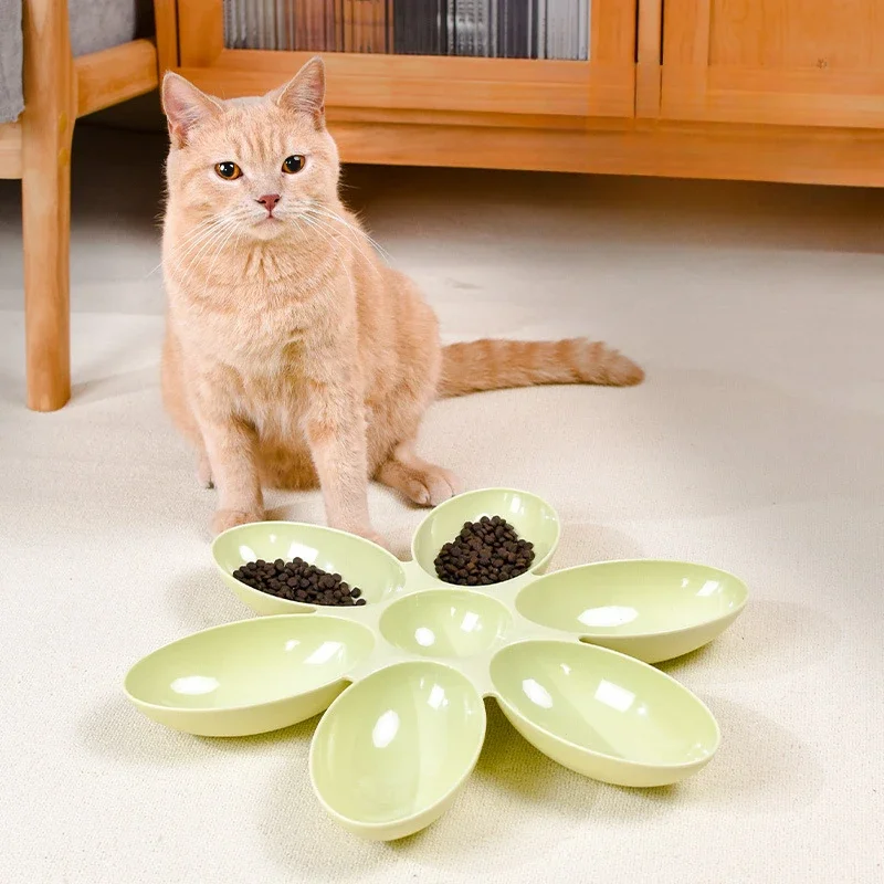 smvp Creative Cat Food Bowl Six Grid Petal Anti Snatching Puppy Pet Bowls Pet Dining Plate Multi-Function Cat Dog Food Feeder