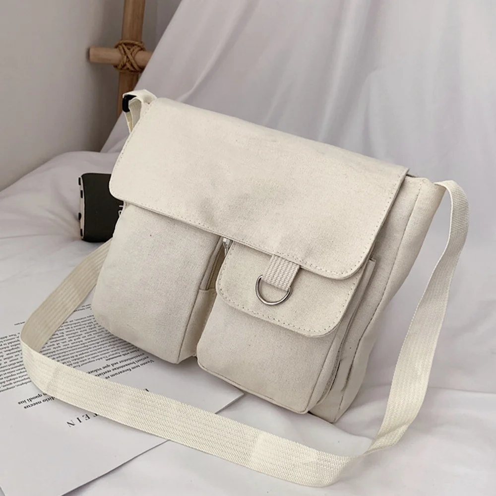 Messenger Bag for Women Shopping Crossbody Bag Text Initial Name Large Capacity Unisex Simple Casual Travel Canvas Shoulder Bags