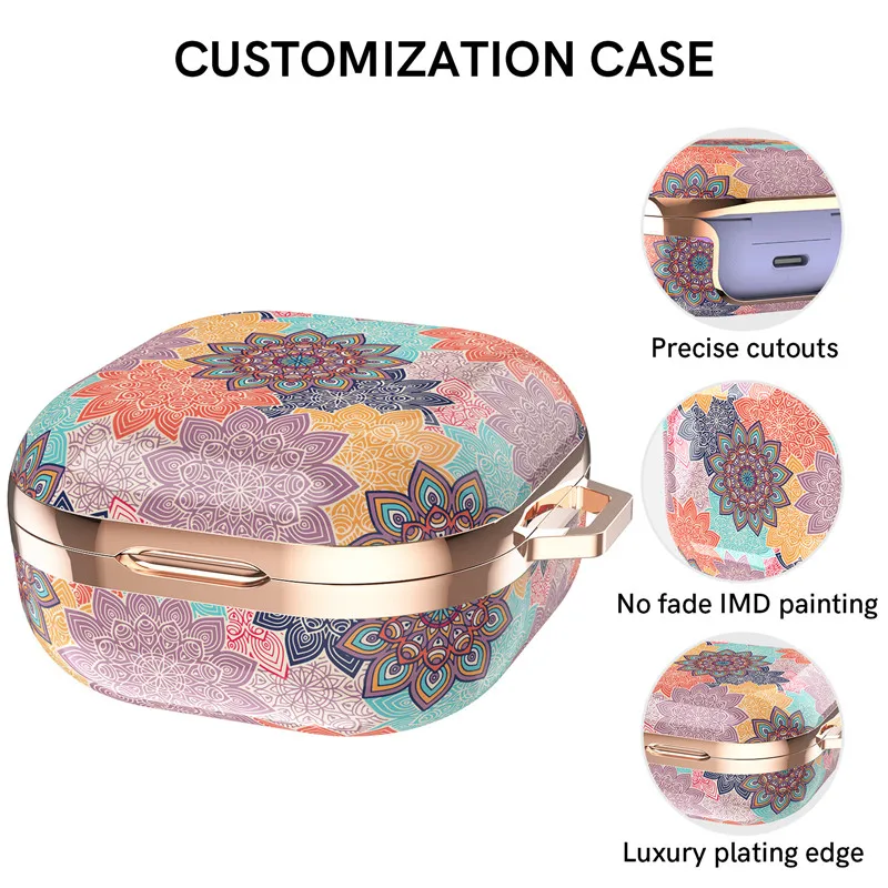 สำหรับ Samsung Galaxy Buds Pro/Live/Buds 2ดอกไม้ภาพวาดหูฟังพร้อมพวงกุญแจสำหรับ Galaxy buds2 Pro กรณี