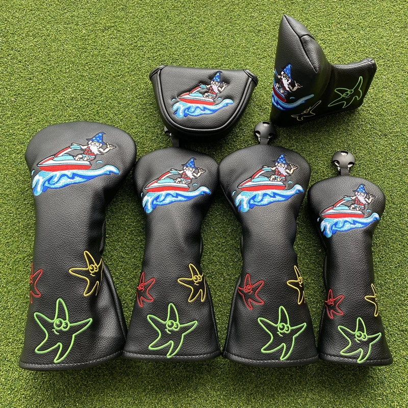 Surfing Mage Golf Club #1 #3 #5 Wood Headcovers Driver Fairway Woods Cover PU Leather High quality Putter Head Covers