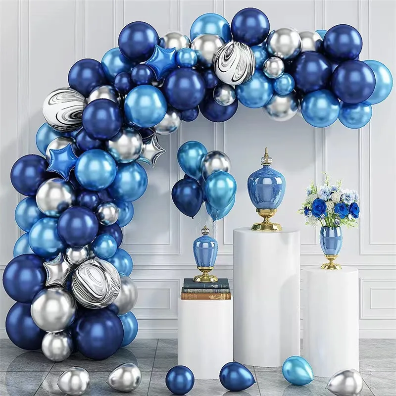 Balloons Arch Kit Dark Blue 89Pcs Balloon Garland Metallic Silver Weddings Accessories Celebration Bridal Shower Decoration Set