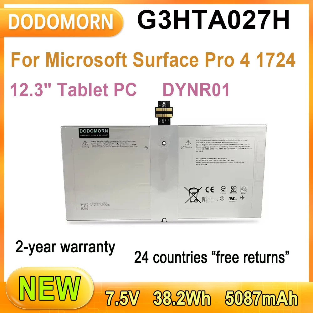 bateria recarregavel li ion para microsoft surface pro 1724 123 tablet pc 5087mah dynr01 anos de garantia g3hta027h novo 01