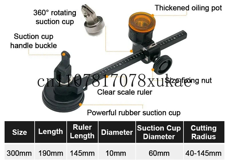 قاطع زجاجي دائري بوصلة زجاجية قاطعة قياس سبيكة بوصلات قابلة للتعديل شفط كأس القاطع نافذة ثقب فتاحة عملية الزجاج