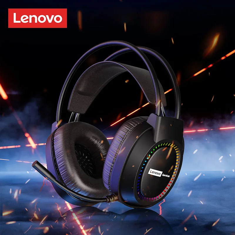 New Lenovo E03 Over-Ear Headset Gaming Low Latency Headphones Noise Cancelling USB interface Earphones for Laptops and Desktops