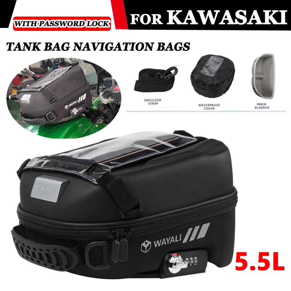 For KAWASAKI ER 6N ER 6F NINJA 650 1000 ZX-6R ZX-10R ZX-14R NINJA ZZR1400 Motorcycle 5.5L Tank Bag Luggage Tanklock Storage Bag