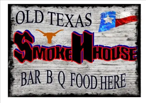 BBQ SMOKEHOUSE SIGN Vintage Style BBQ Sign Barbecue Wall Plaque Texas Sign