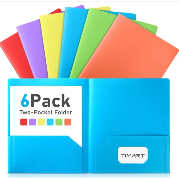 PP プラスチック 2 ページ フォルダー - 新学期用品用の多用途ドキュメント オーガナイザー、試験用紙の保管と分類に最適