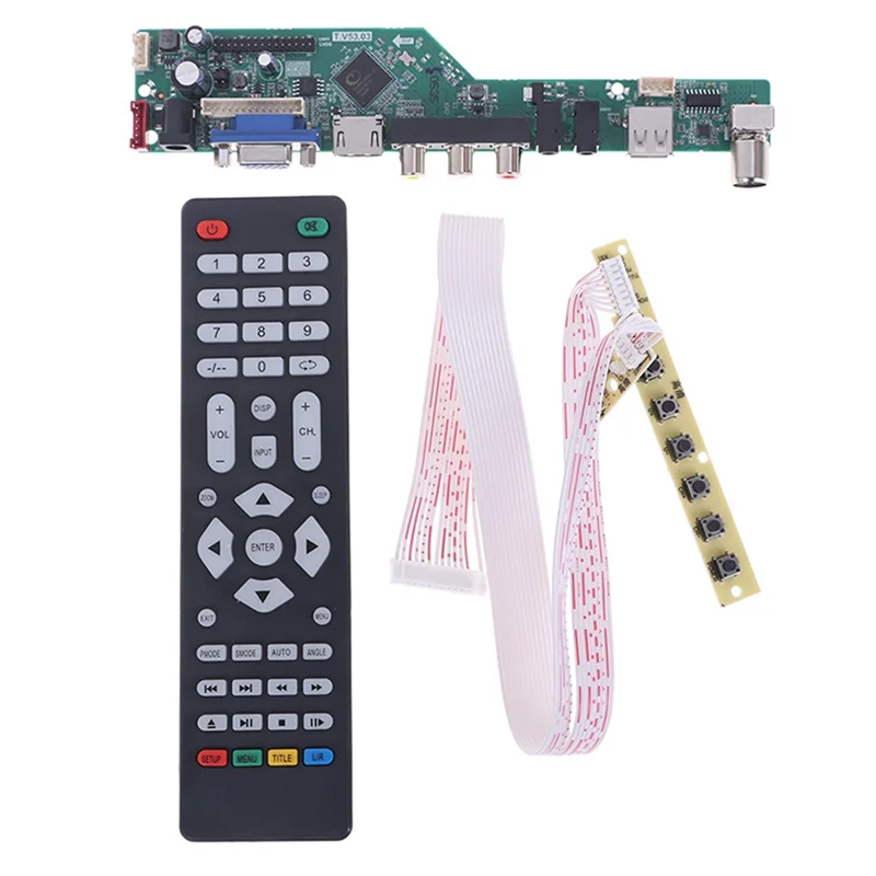 High Quality T.V53.03 Universal LCD TV Controller Driver Board V53 Analog TV TV/AV/PC/HD/USB Media Motherboard C_A02I