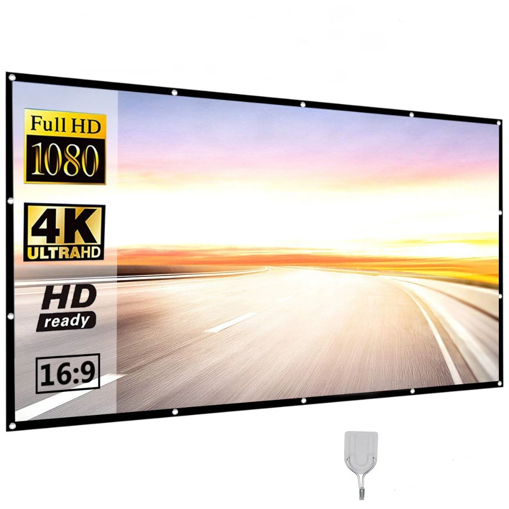 Portable Projector Screen for Home Theater Outdoor HD White Foldable Anti-Crease (72Inch)