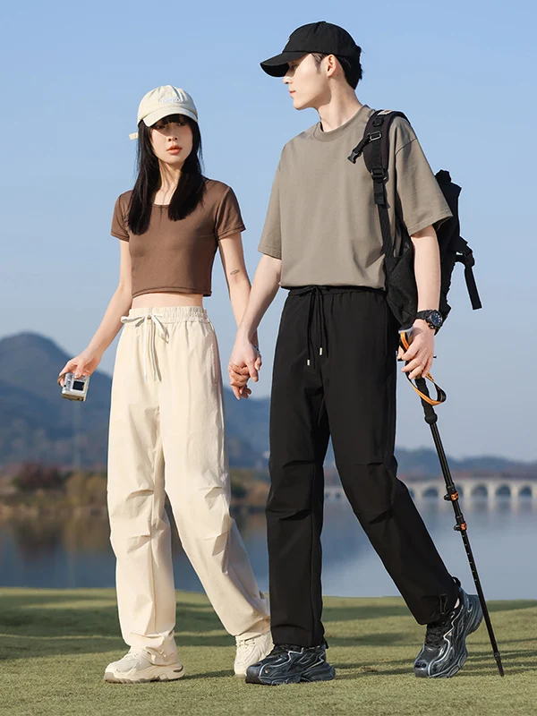 

Functional Sle 3D Folded Wide Leg Casual Pants Windproof Water Resistant Urban Faion Spring Summer Men's Straight Cut Tro...