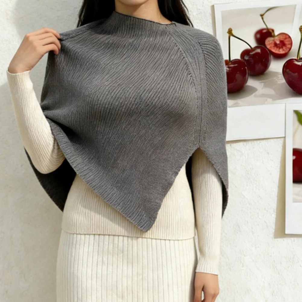 Women Pullover Shawl with Neck Cover Knitted Solid Color Sleeveless Wrap for Party Holiday Casual Daily Outings