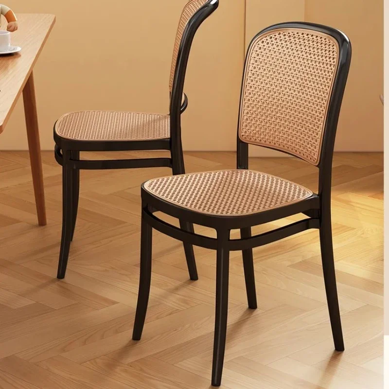 

Sillon Makeup Dining Chair Italian Style Luxury Black Rattan Mobile Dining Chairs Cushions Chairs Comedor Kitchen Furnitures