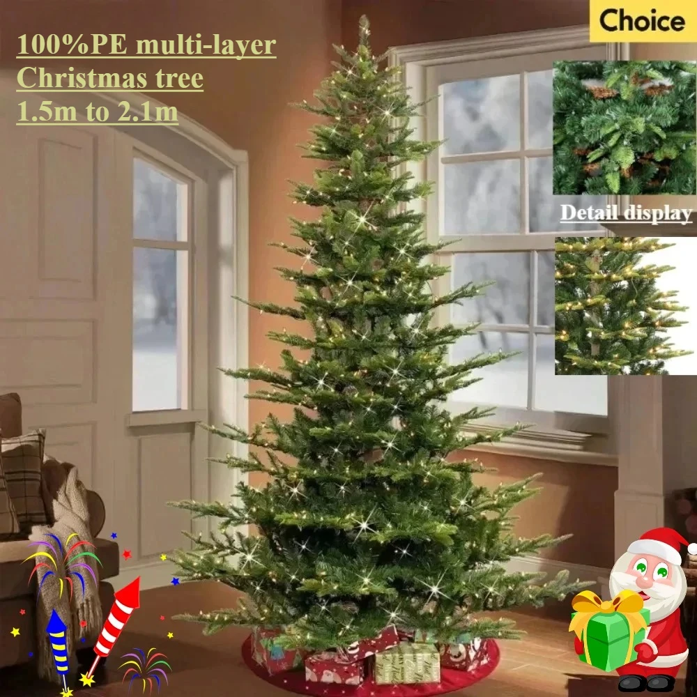 

Artificial Christmas Tree PE Long Layers Encryption Big Leaf Christmas Tree 150cm~210cm Family Christmas Party Scene Decorations