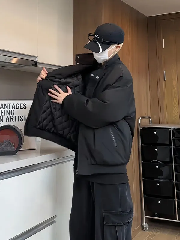 

Мужская утепленная зимняя хлопковая куртка с воротником-стойкой, водонепроницаемая, на флисовой подкладке, на молнии, повседневная теплая верхняя одежда