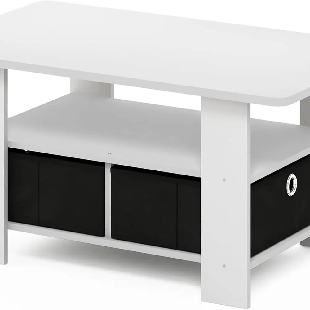 Compact Contemporary Coffee Table with Storage Drawer, Suitable for Living Spaces and Home Offices, White