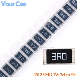 100pcs/10pcs 3ohm 2512 SMD Resistor 3 ohm 3R 3R0 1W 5% Chip Resistance Kit Hot Sale