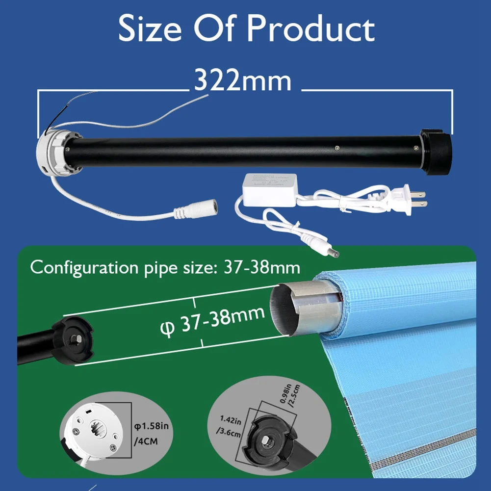 Motor de cortina de Motor de cortina inteligente Tuya Wifi para tubo de 38mm para Alexa Home Control de voz enchufe estadounidense