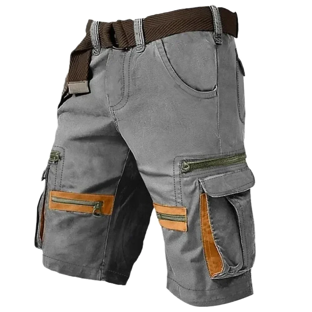 Summer Knee Length Men's Straight Casual Shorts Male Multi Pocket Cargo Shorts Without Sashes Fashion Retro Basic Short Pants