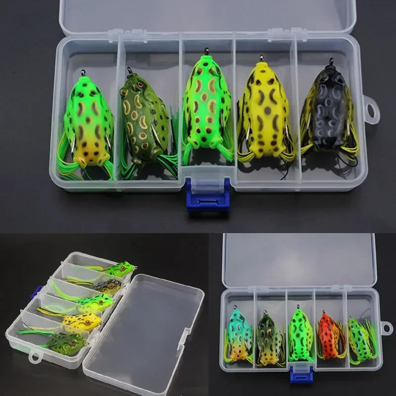 5 pz Topwater Thunder Rana Richiamo Bass Trota Esche Da Pesca Kit Set Artificiale Esca Morbida Swimbait Galleggiante per Acqua Dolce Acqua Salata