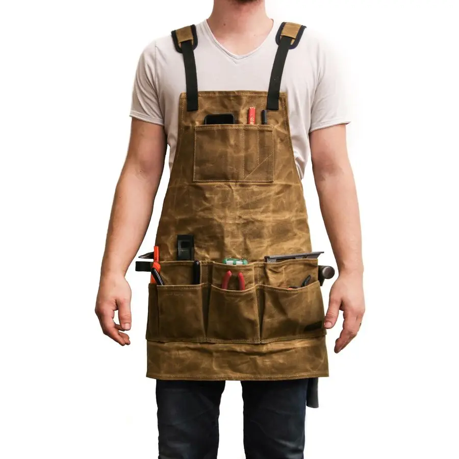 

Waxed Canvas Tool Apron, Carpenter Aprons, Woodworking Aprons