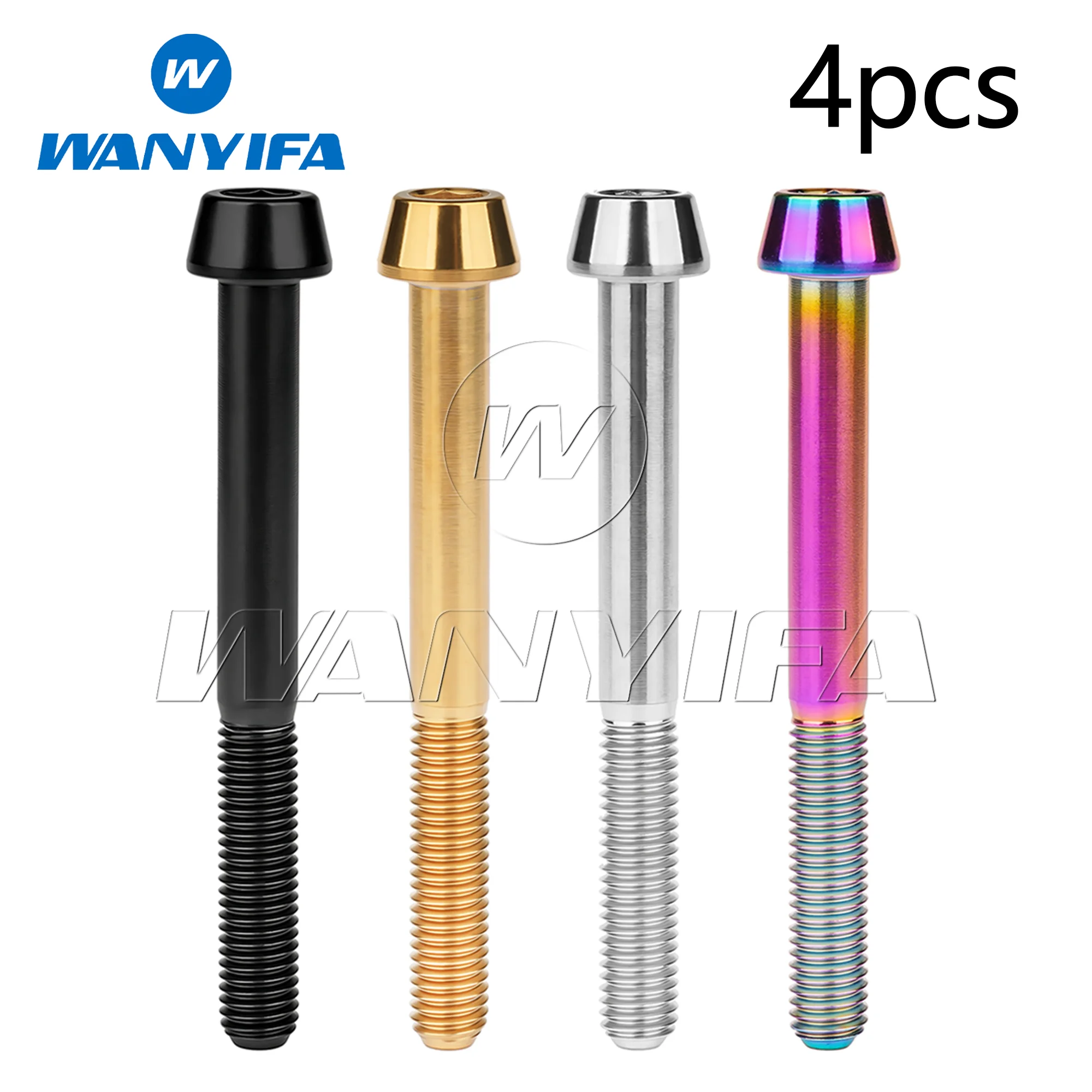 Wanyifa M10 X 60 M10 X 55mm 1.25 Taper Head Titanium for Ducati Front Brake Caliper Motor Bike Bolt Golden/Rainbow/Titanium 4pcs