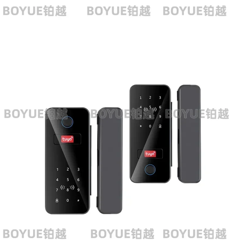 Tuya Smart Glass Door Lock Fingerprint Password IC Card App Remote Keyless Entry with Gateway Option for Office