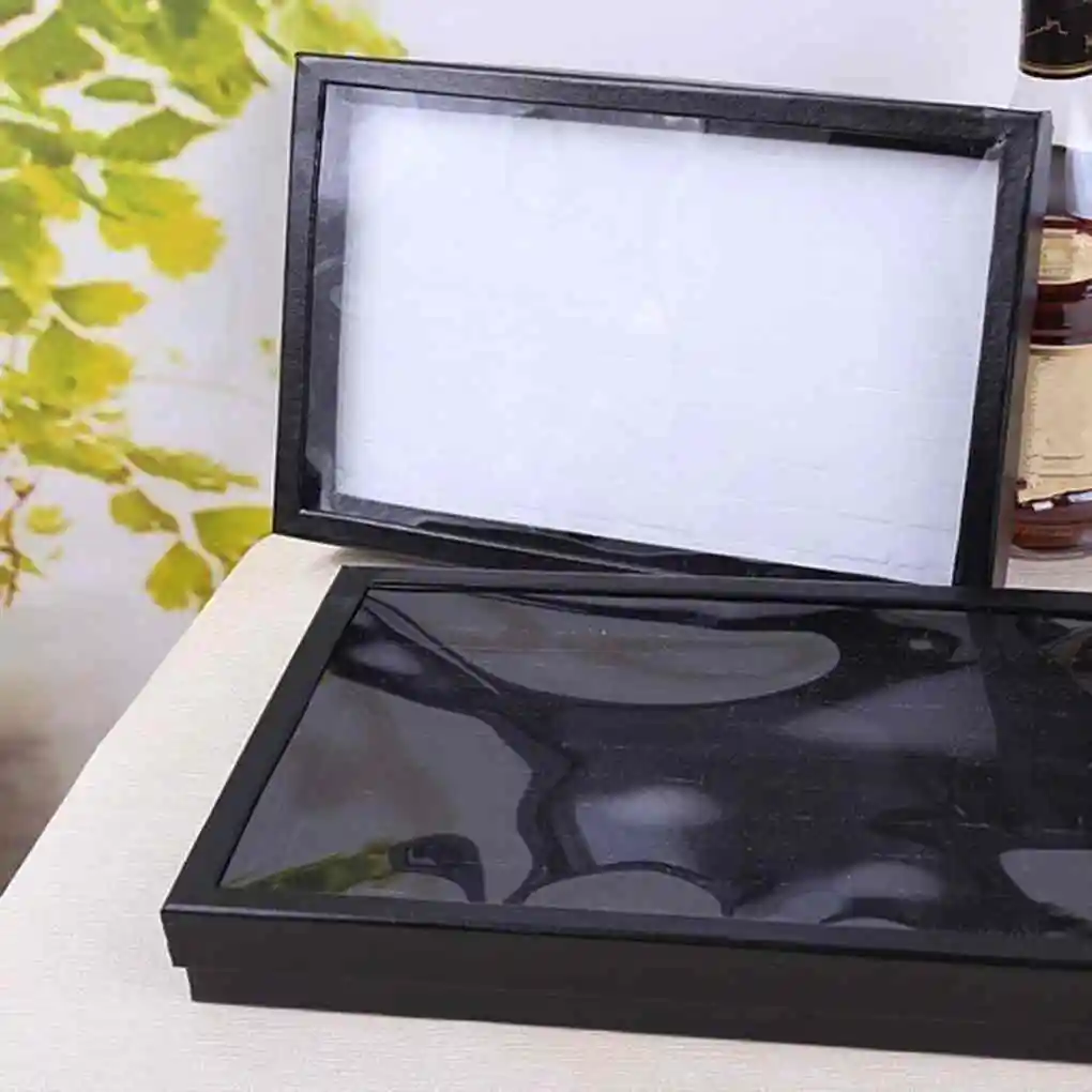 صندوق تخزين المجوهرات الورقية المقاوم للغبار وبطانة إسفنجية مستطيلة واقية 100 فتحة منظم حامل عرض القرط #2