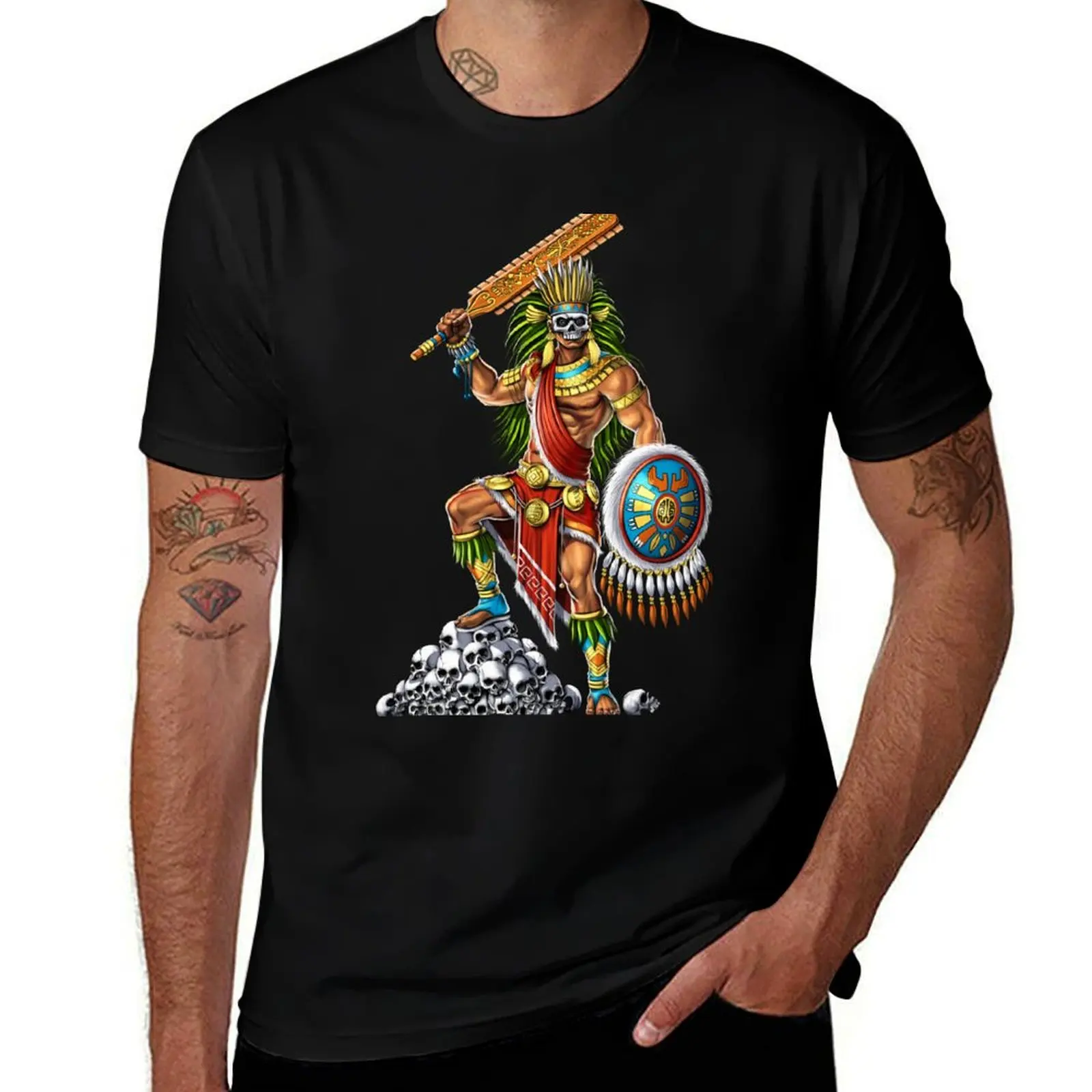 

Aztec Skull Warrior T-Shirt t shirts for man graphic cars t shirt custom print T-Shirt