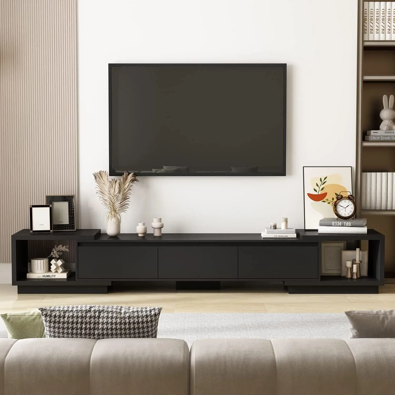 

AIEGLE Deformable TV Console with 3 Drawers, Modern Extendable TV Stand in Stretch for TVs up to 120", Wood Gaming