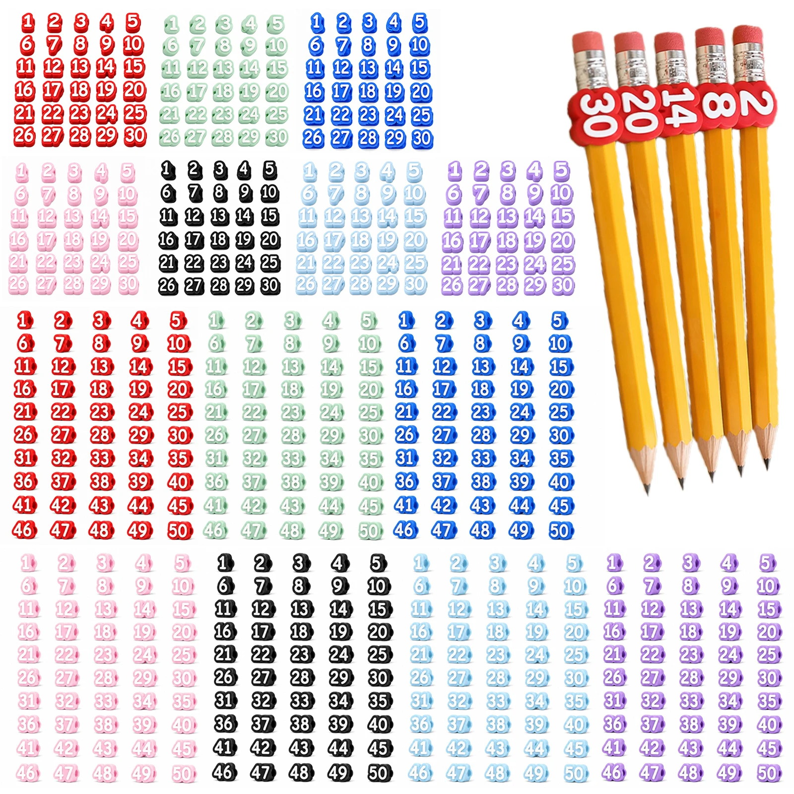 Reusable Pencil Labels Fits Standard Pencils Pencils Tracking Markers Multi-Purpose for Supply Stations and School Organization
