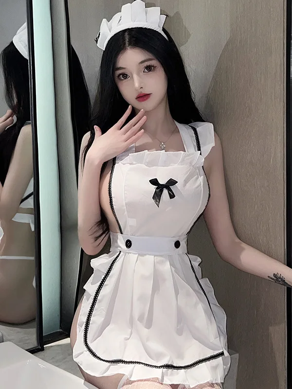 Seksowna Cosplay ładna dziewczyna kobiety przezroczysta seksowna pokojówka sukienka eleganckie modne damskie topy słodka 2023 moda koreańska 250D