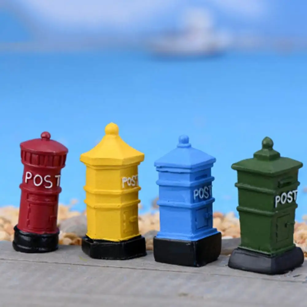 Mail Box Vintage Postbox Figurines DIY Accessories Micro Landscape Fairy Garden Miniature Home Decor