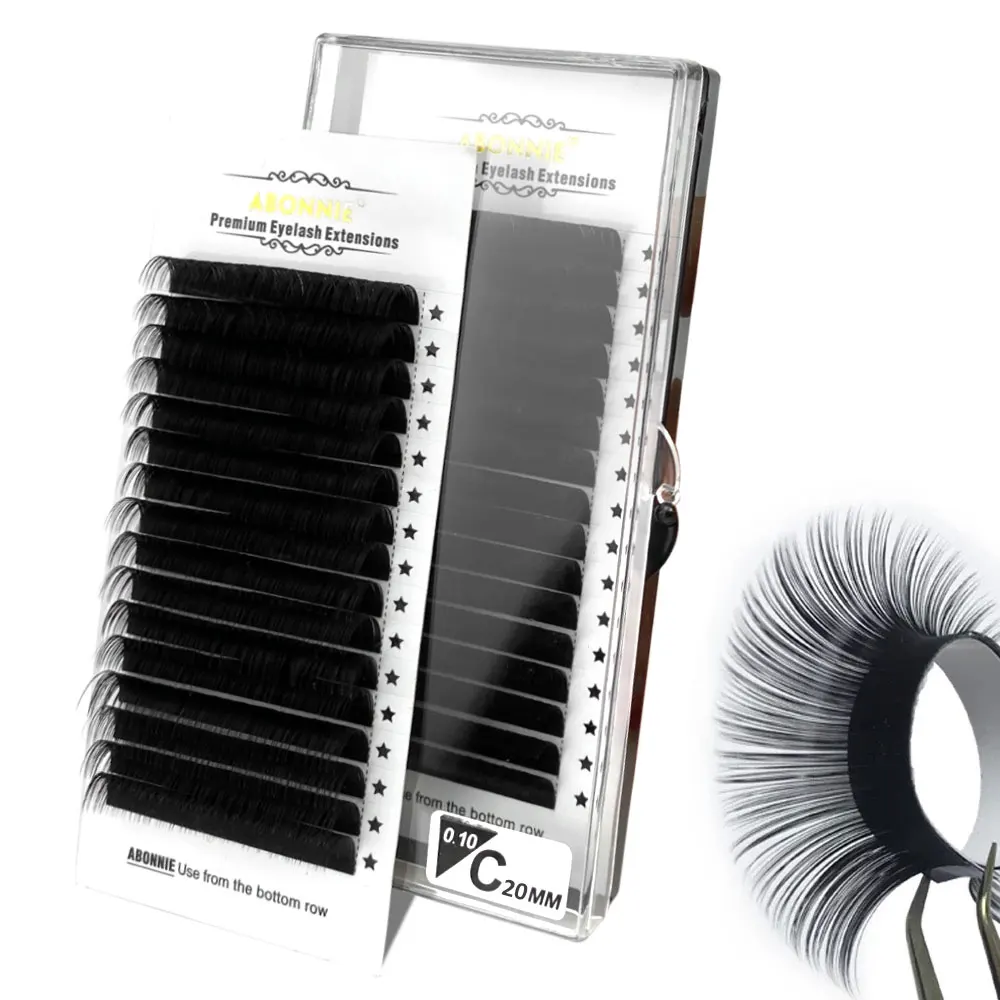 Abonnie Private Labe Classic Eyelashes Extension Mink Eyelash Extension Natural Soft Faux Mink Russian Volume Easy Fans