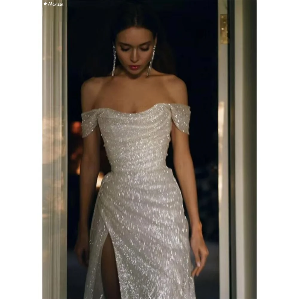 

Marissa Fish Tail Women's Evening Dress Woman Custom Made Elegant Dresses for Special Event Shiny Off-shoulder Ball Gowns Prom