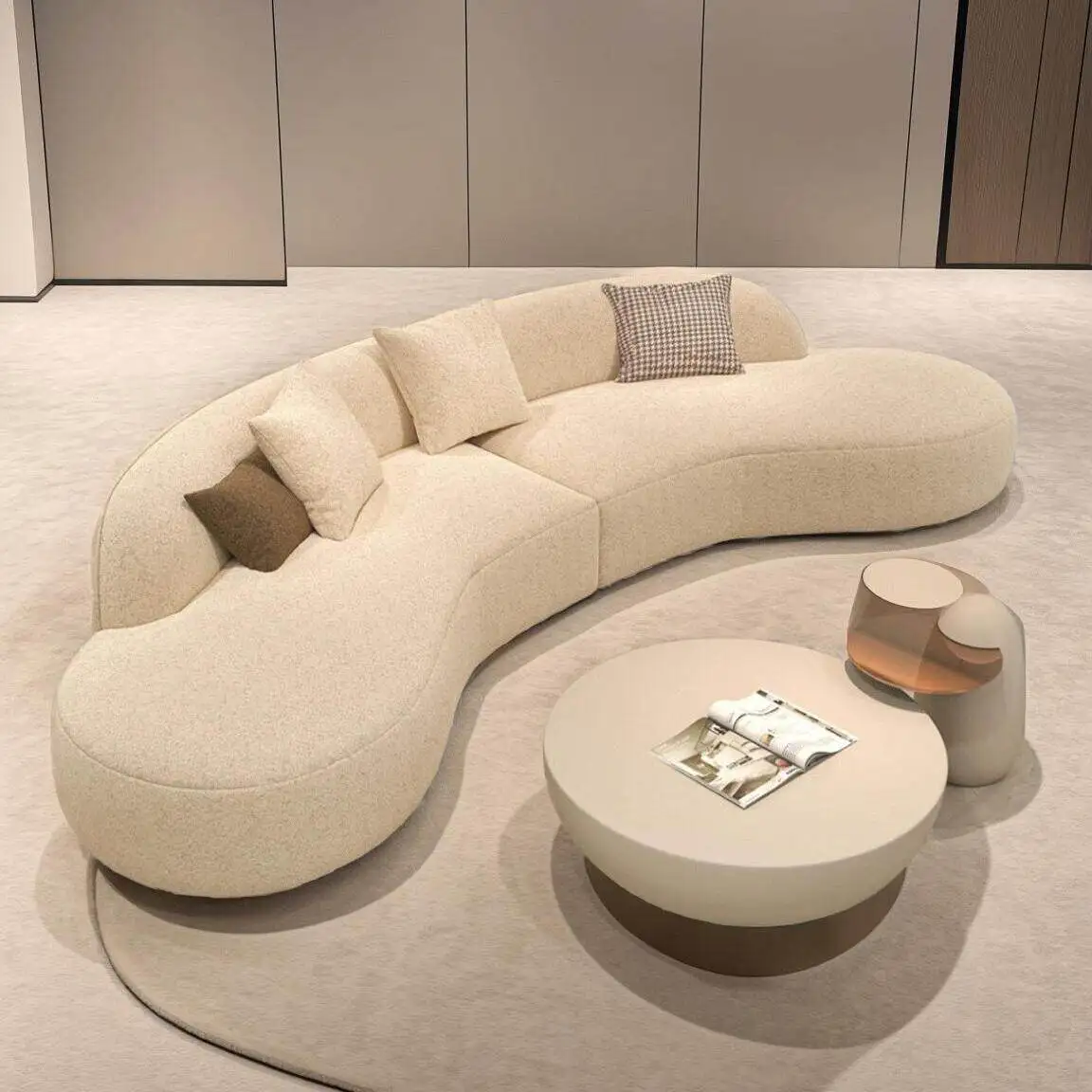Fabric curved sofa three-proof fabric living room leisure