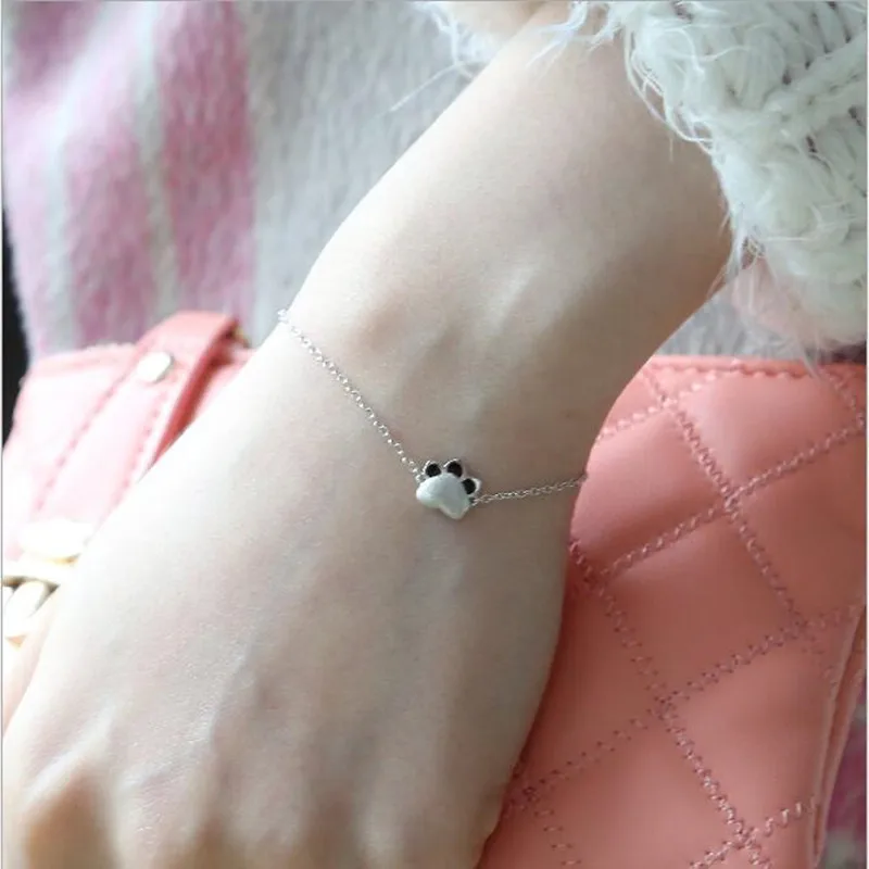 Female High-quality 925 Sterling Silver Jewelry Short Paragraph accessories Cat Kit Sweet Bracelet     SL038