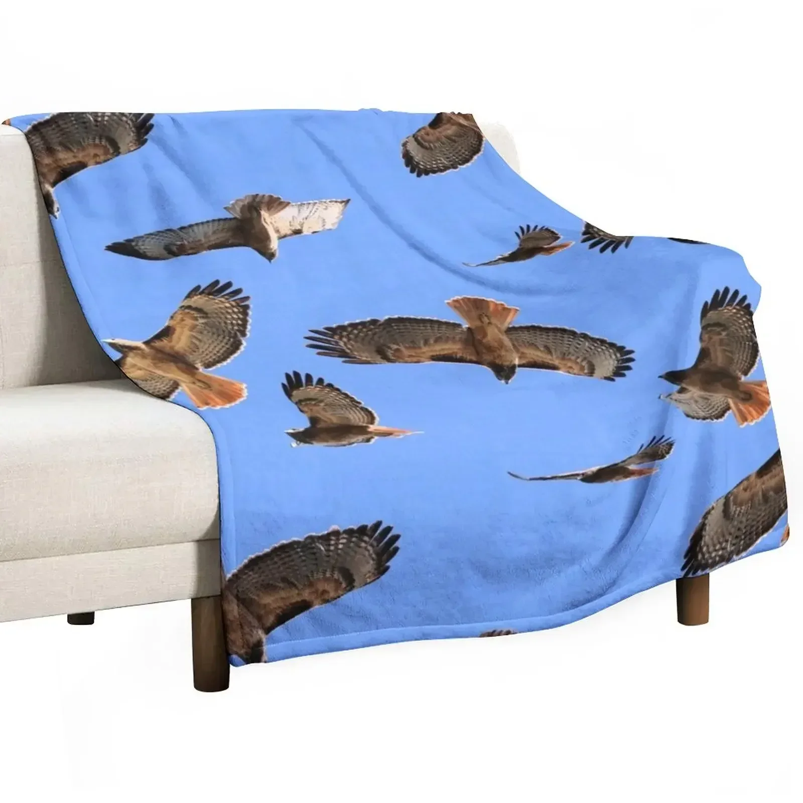 Red Tail Hawk Collage Throw Blanket Travel Flannel Shaggy warm for winter Decorative Beds Warm Blankets