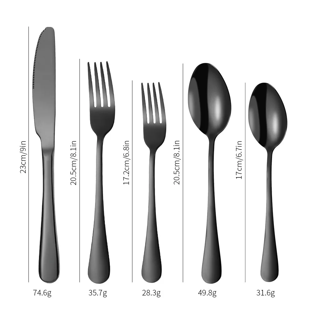 

20pcs Black Western Dinnerware Set Stainless Steel Cutlery Set Fork Knife Spoon Tableware Set Flatware Set Silverware Set