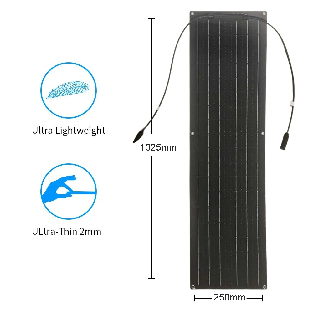 لوحة طاقة شمسية 12 فولت لوحة كهروضوئية مرنة 100 واط 50 واط 12 فولت شاحن بطارية مجموعة كاملة للتخييم قارب المنزل شرفة السفر RV