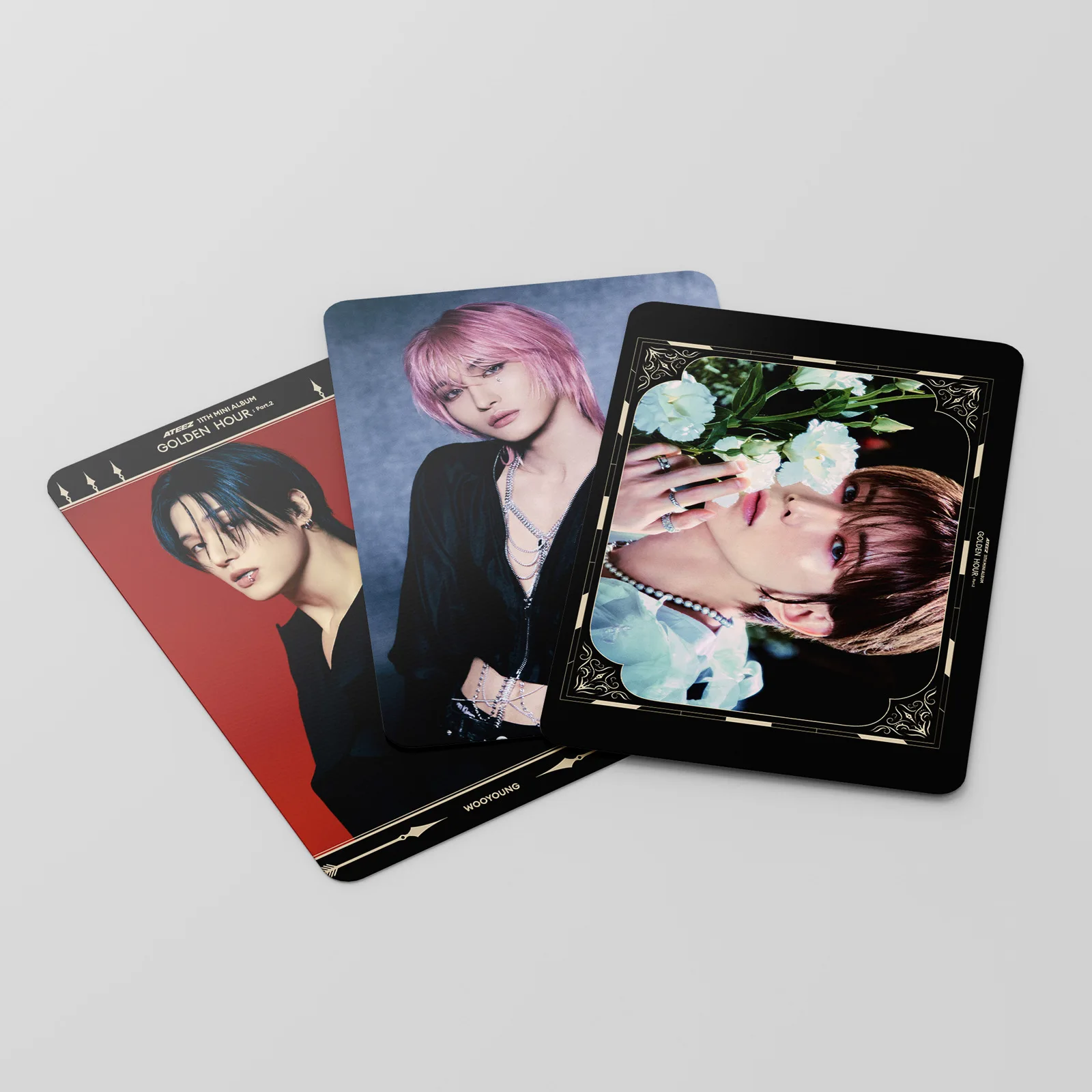 55 Pz/set ATEEZ Nuovo Album GOLDEN HOR: Parte.2 Carte Lomo HD Printd Cartoline Fotografiche di Alta Qualità Seonghwa Yunho San Mingi Ventole Regali