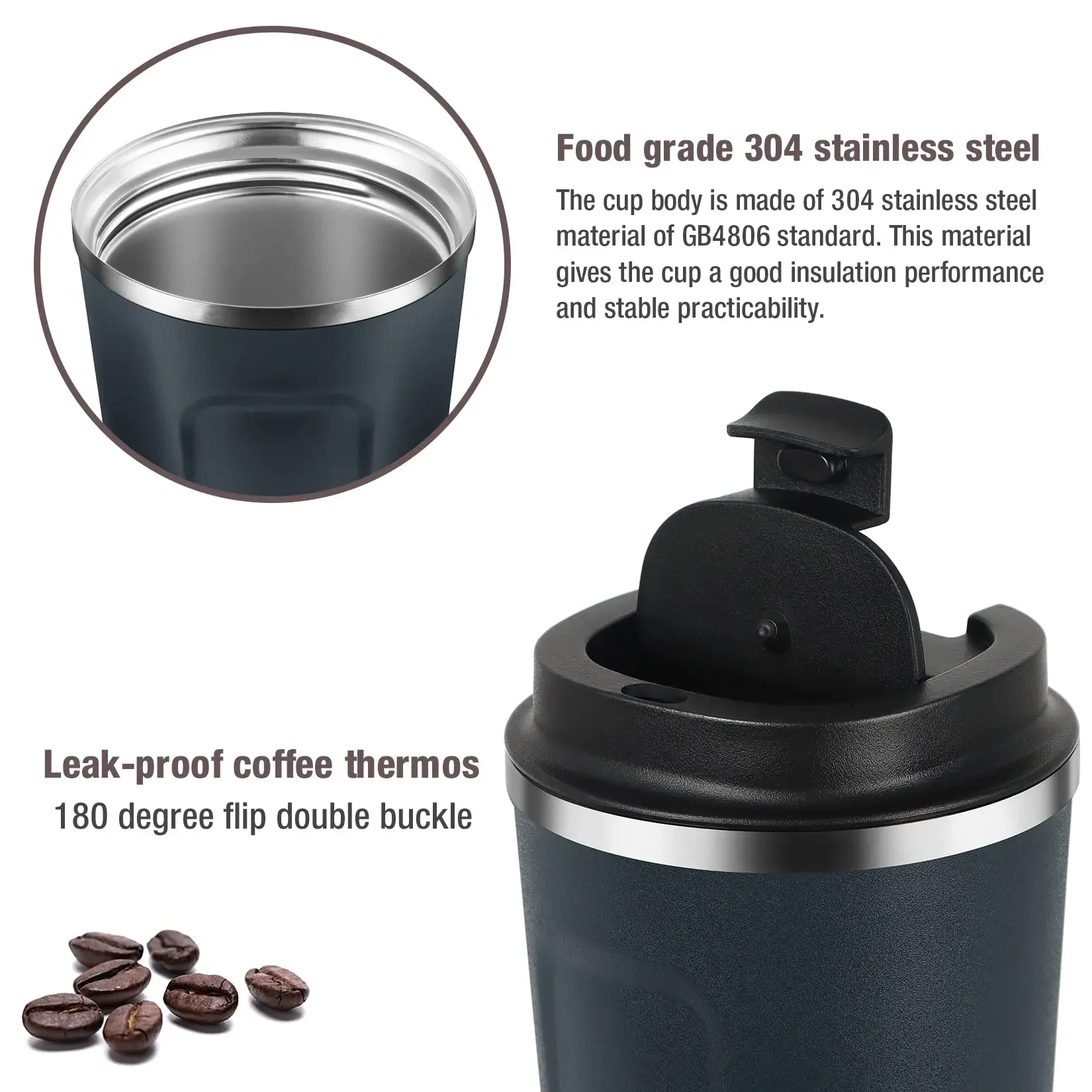 Thermos Coffee Cup Mug with Lid Keep Warm Hot Cold Water Ice Beverage Insulated 304 Stainless Steel Thermal Travel Portable