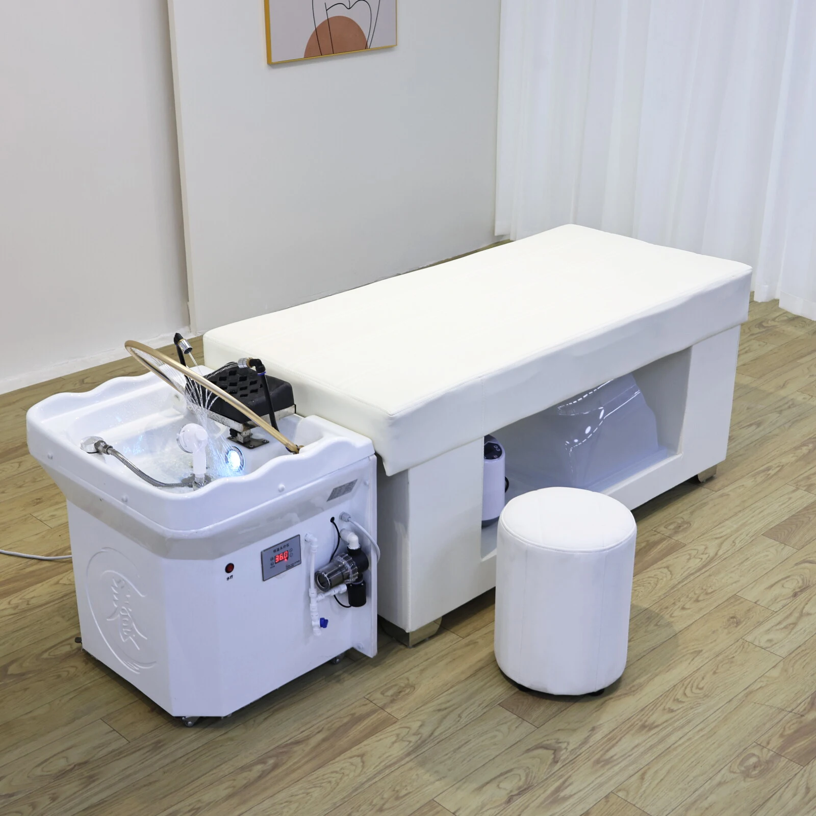 

Head SPA Massage Shampoo Bed, Head Therapy Bed, Mobile and Convenient Head Therapy Basin Splicing Bed, With Fumigation Machine