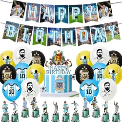 Argentine Superstar Football Birthday Party Supplies Miaami Soccer Football Party Theme Cake Caps Cupcake Flags Latex Balloons