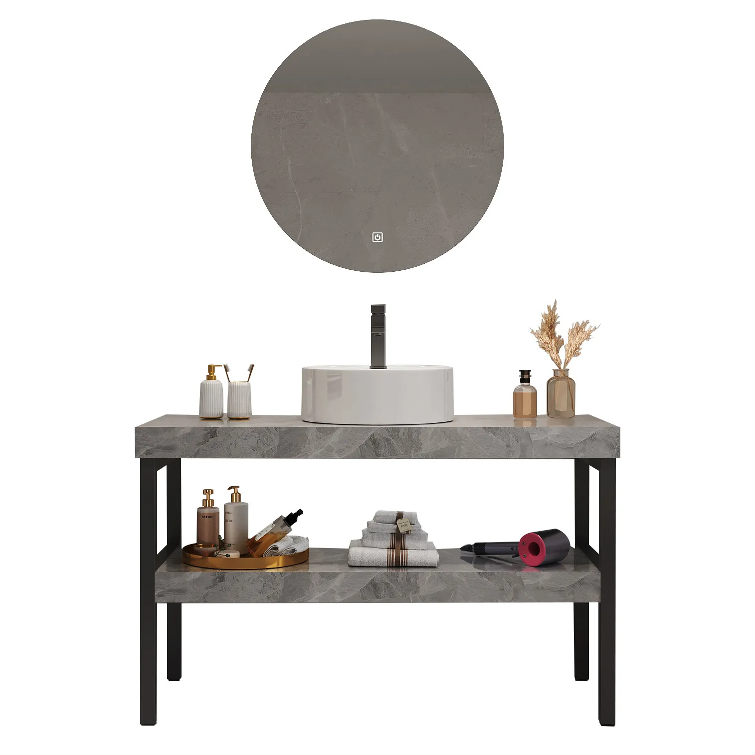 Floor-to-ceiling waterproof washbasin, non-punching washbasin, rock slab washbasin, bathroom cabinet