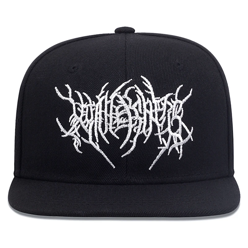

2025 Creative and Personalized New Flat brimmed Hat Gothic Embroidery Street Pop HipHop Hat Outdoor Sunshade Baseball Hat Unisex