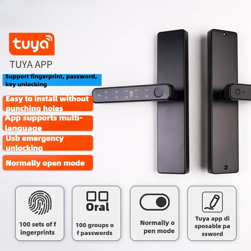 Tuya Fingerprint Door Lock Digital Electronic Lock with Password/Key/IC Card/Smartlife/Tuya APP Unlock Office Home Interior