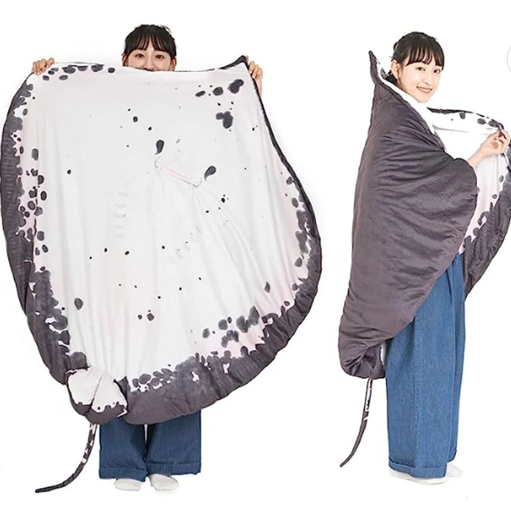 Lifelike Manta Ray Fish Plush Toys Simulation Devil Ray Carpet Pillow Doll Air Conditioner Room Nap Pause Quilt Tatami Cushion