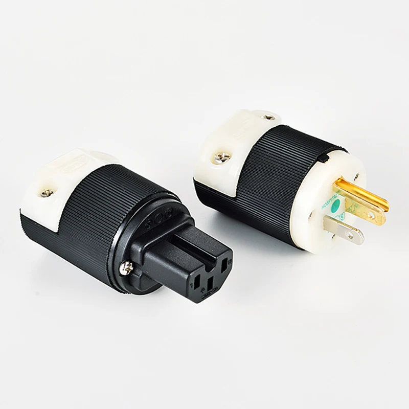 Hubbell Copper Gold Plated + Rhodium plating DIY US Version AC Hifi Power Plug & IEC Connecter