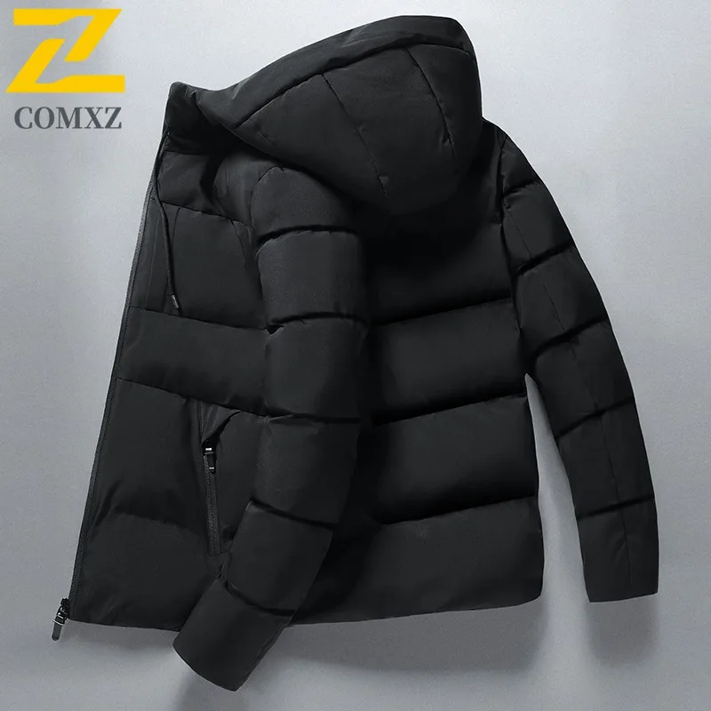 COMXZ Functional Cotton Coat 2025 New Men Trendy Double Layer Hooded Jacket Thickened Korean Style Warm Windproof Outerwear
