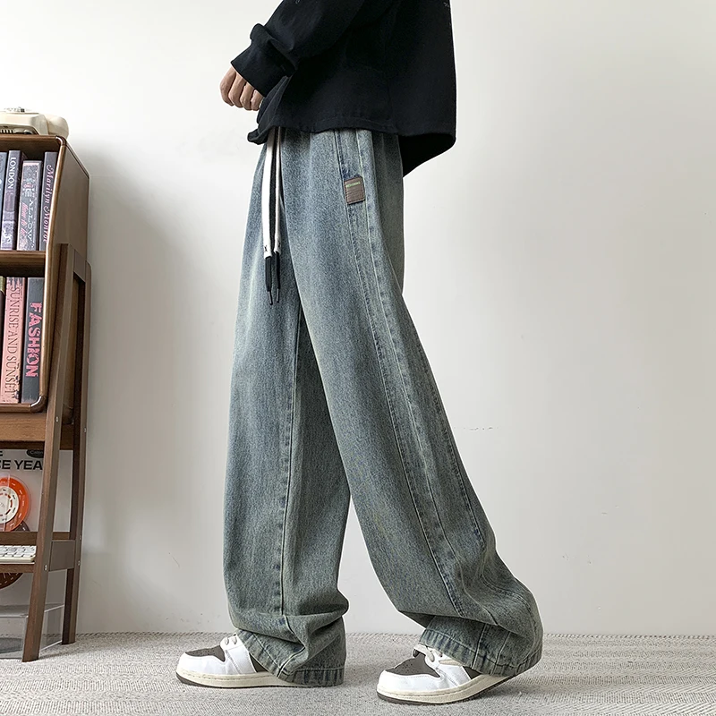 2026 Spring Jeans for College Student American Street Trendy Retro Washable Loose Casual Straight Leg Wide Leg Jeans